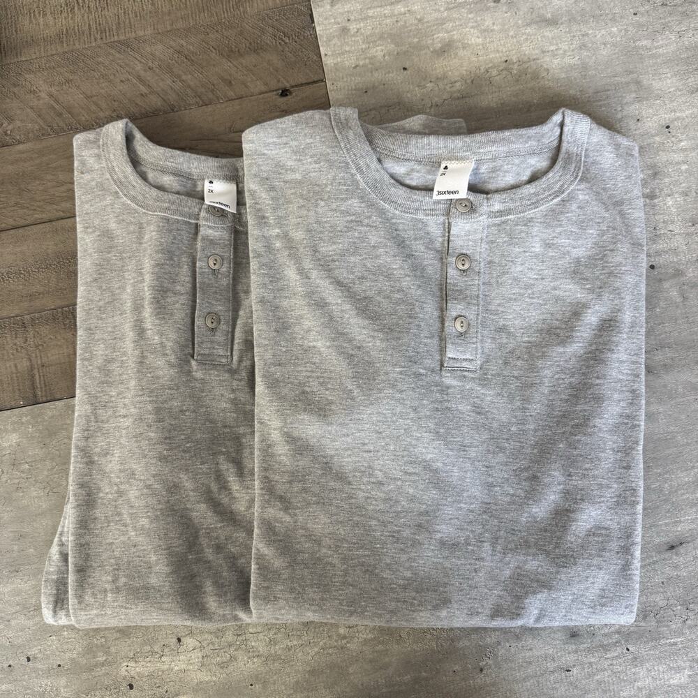 3sixteen Heavyweight Cotton 2 Pack Grey Short Sleeve Henley T-Shirts 2X NEW XXL